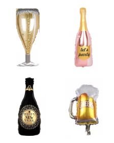 Balónky -  různé láhve a sklenice  | Sklenička sektu, Růžová láhev, Černá láhev, Pivo