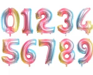 Fóliové Balónky Čísla duhová 80 cm | číslo 0, číslo 1, číslo 2, číslo 3, číslo 4, číslo 5, číslo 6, číslo 7, číslo 8, číslo 9