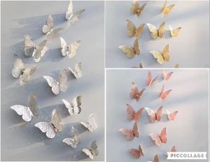 Samolepka na zeď motýly 12ks, různé barvy | Stříbrná, Zlatá, Růžová