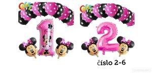  Narozeninové balónky Minnie Mouse s číslem | číslo 1, číslo 2, číslo 3, číslo 4, číslo 5, číslo 6