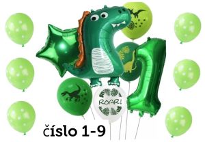 Narozeninové balónky s Dinosaurem | číslo 1, číslo 2, číslo 3, číslo 4, číslo 5, číslo 6, číslo 7, číslo 8, číslo 9