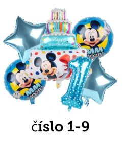 Narozeninové balónky s dortem Mickey Mouse | číslo 1, číslo 2, číslo 3, číslo 4, číslo 5, číslo 6, číslo 7, číslo 8, číslo 9