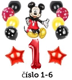 Narozeninové balónky s Mickey Mouse červené | číslo 1, číslo 2, číslo 3, číslo 4, číslo 5, číslo 6