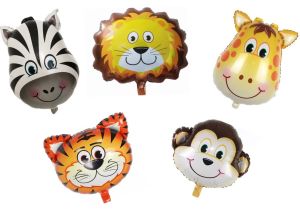 Fóliové Balónky se zvířátky | Tygr, Zebra, Opička, Lev, Žirafa