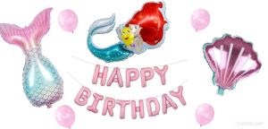 Narozeninové balónky Mořská Panna - Happy Birthday