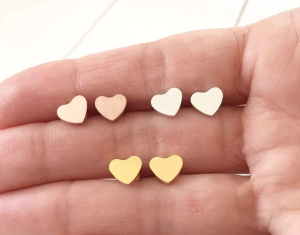 Srdíčkové náušnice z chirurgické oceli | Zlaté, Stříbrné, Růžové
