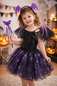 Kostým na Halloween nebo Čarodějnice vel.3-8 let fialový