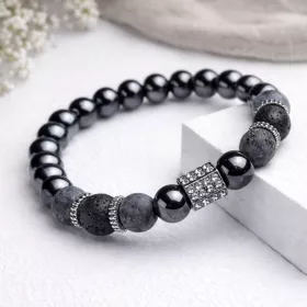 Minerální náramek z hematitu (stříbrný)