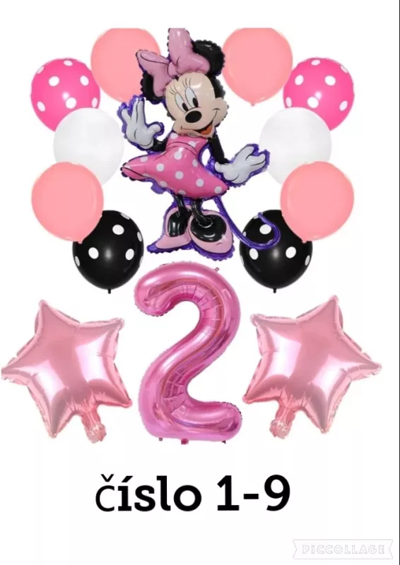 Narozeninové balónky Minnie Mouse růžové