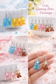 Náušnice s medvídkem | růžovo červená, žluté, růžové, modré, coca cola, fialovo růžové, světle zelené, tmavě zelené