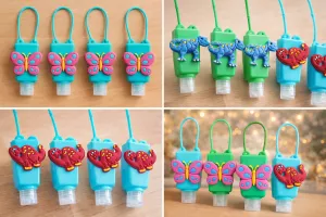 Obal na antibakteriální gel | Motýlek, Modrý, Zelený