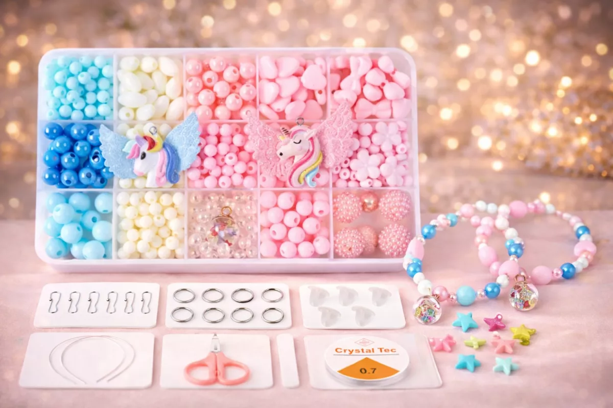 Sada korálků na výrobu náramků a čelenky