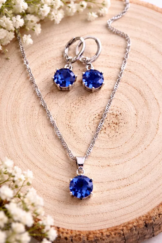 Set řetízku a náušnic - Modrá