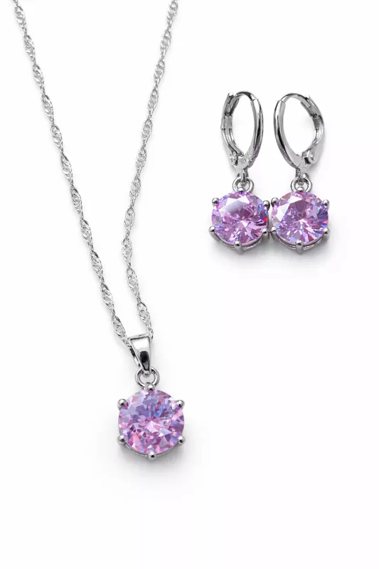 Set řetízku a náušnic - Růžová