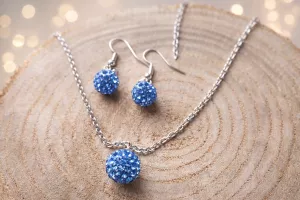 Set řetízku a náušnic - shamballa kuličky Set řetízku a náušnic - shamballa kuličky