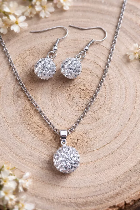 Set řetízku a náušnic - shamballa kuličky