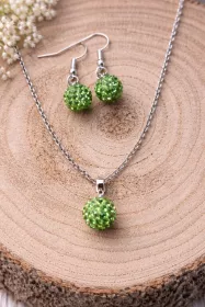 Set řetízku a náušnic - shamballa kuličky Set řetízku a náušnic - shamballa kuličky